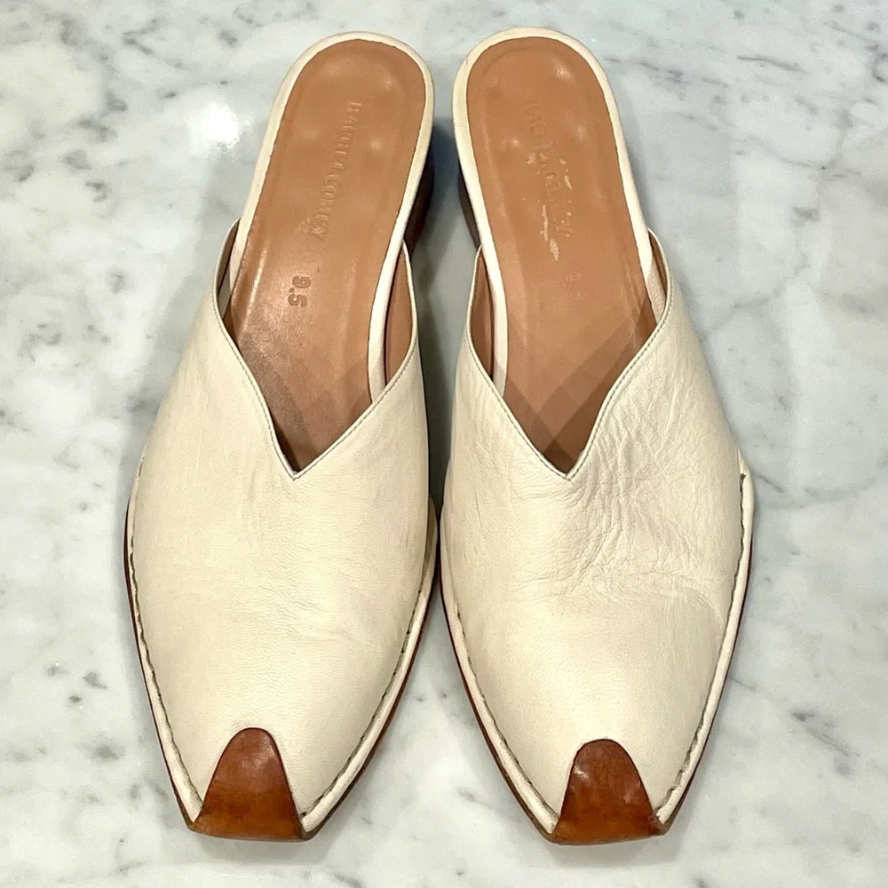 Rachel Comey Leather Mules, 2” block heel, cream&brown, 9.5, EUC - Picture 2 of 11